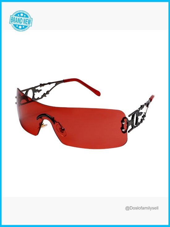 Rimless Flame Sunglasses Rectangular Y2K Retro UV400 Men Women Unisex